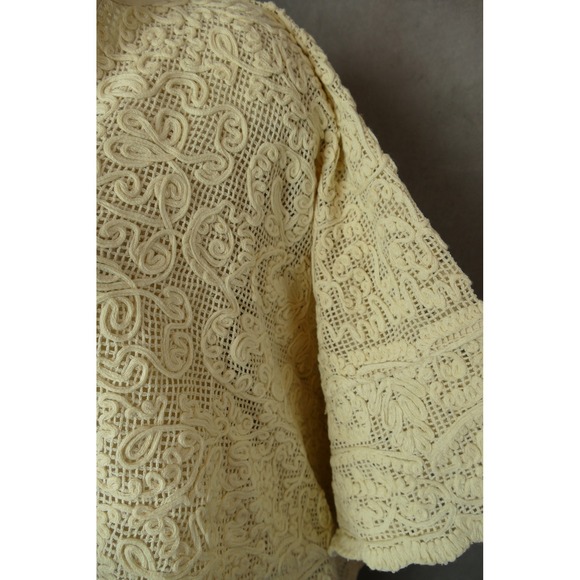 Tuckernuck Lace Cotton Crochet Poncho Womens XS/S Ivory V Neck Boho Tunic - Picture 9 of 12